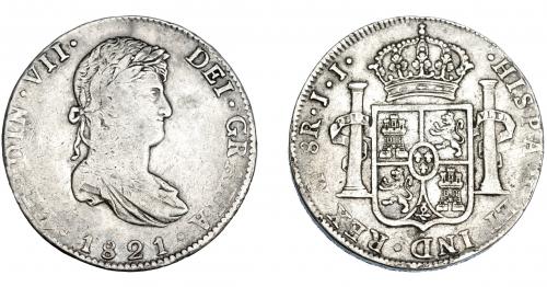 3323 - FERNANDO VII. 8 reales. 1821. México. JJ. VI-1101. Vanos. MBC-/MBC.