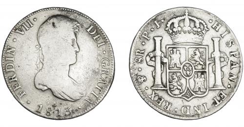 3324 - FERNANDO VII. 8 reales. 1813. Potosí. PJ. VI-1133. Limpiada. BC+/MBC-.