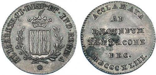 3332 - ISABEL II. Medalla mayoría de edad. 1843. Tarragona. AE 21mm. H-19. MPN-no. Leve oxidación. EBC-.