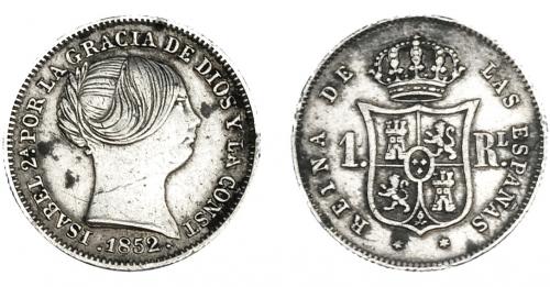 3336 - ISABEL II. Real. 1852. Madrid. VI-266. Leves oxidaciones y rayita. MBC.