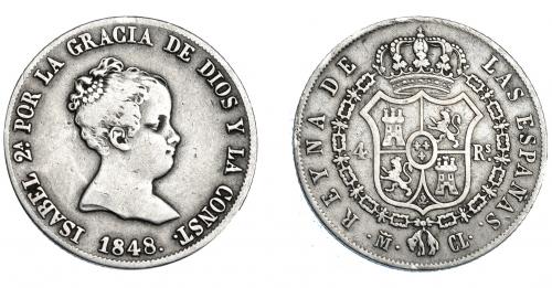 3339 - ISABEL II. 4 reales. 1848. Madrid. CL. VI-387. MBC-.