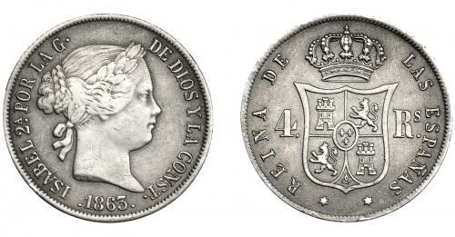 3340   -  ISABEL II. 4 reales. 1863. Madrid. VI-401. MBc.