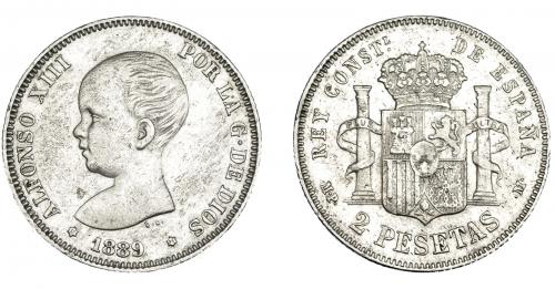 3354 - ALFONSO XIII. 2 pts. 1889*18-89. Madrid. MPM. VII-171. MBC/MBC-.
