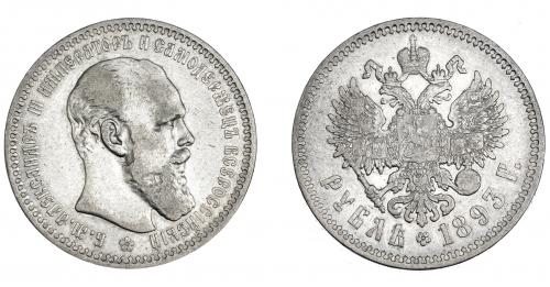3401 - MONEDAS EXTRANJERAS. RUSIA. Alejandro III. Rublo de 1893 de San Petersburgo. KM-46. MBC-/MBC.