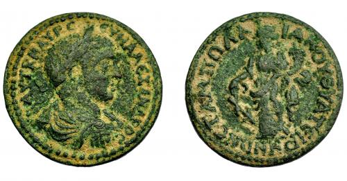 339 - IMPERIO ROMANO. ALEJANDRO SEVERO. Thiatira (Lidia). A nombre del general L. Mar. Pollianus. R/ Tyché. RPC-no. Pátina oscura. BC+.