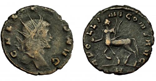 350 - IMPERIO ROMANO. GALIENO. Antoniniano. Roma (260-268). R/ Centauro avanzando a izq. con globo y trofeo; APOLLINI CONS AVG. VE 2,76 g. 18,5 mm. RIC-164. MBC-/MBC.