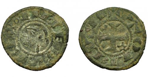 462 - REINOS DE CASTILLA Y LEÓN. ALFONSO VIII. Dinero-pepión. VE-0,8 g. 16,5 mm. III-23. MOMECA-30.A.1. MBC-.