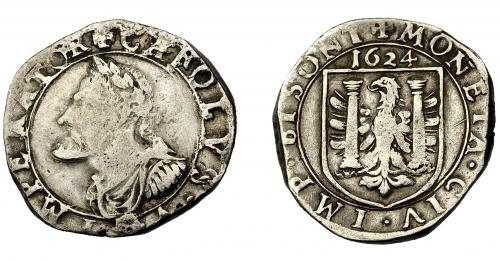 484 - FELIPE IV. Testón. Ciudad libre de Besanzón. 1624. Con la efigie de Carlos V. MBC-.