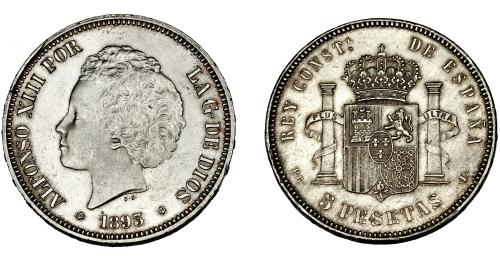 568   -  ALFONSO XIII. 5 pesetas. 1893 *18-93. Madrid. PGL. VII-185. EBC.