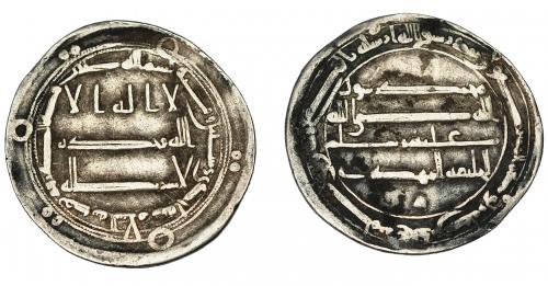 605 - MONEDAS EXTRANJERAS. MUNDO ISLÁMICO. Califato abbasí. Al-Mahdi. Dirham. Madinat al-Salam 161 H. Sica-3,1623. Oxidaciones. MBC.