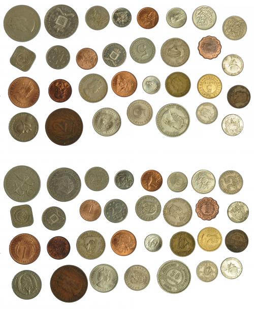624 - MONEDAS EXTRANJERAS. Lote de 31 monedas de distintos países: Honduras británica (5), Panamá (8), territorios del este del Caribe (7), Antillas holandesas (3). Curaçao (1), Trinidad y Tobago 7). MBC/SC.