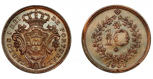 643   -  MONEDAS EXTRANJERAS. AZORES. Carlos I 10 Reis. KM-17. EBC.