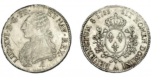681 - MONEDAS EXTRANJERAS. FRANCIA. Luis XVI. Écu. 1788. París. A. KM-564.1. Rayas en anv. y rayitas de ajuste en rev. EBC-.