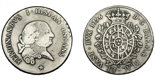 710 - MONEDAS EXTRANJERAS. ESTADOS ITALIANOS. Parma. Fernando I. Piastra-ducatón. 1796. KM-C-15a. Pequeñas marcas. BC+/MBC-.