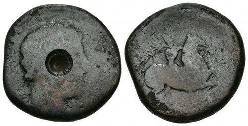 3063   -  HISPANIA ANTIGUA. KESE. As con punzón circular en anv. AE 19,95 g. 29 mm. RC-. Muy escasa. Ex colección Guadán, 814. 