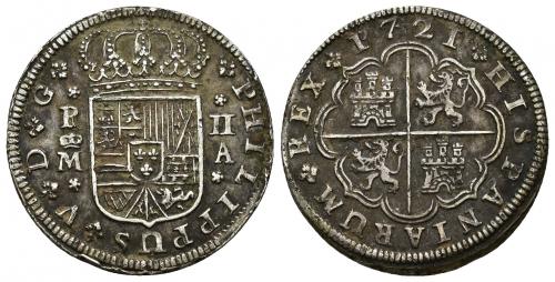 3379   -  FELIPE V. 2 reales. 1721. Madrid. A. AR 5,05 g. 27,5 mm. VI-632. MBC.
