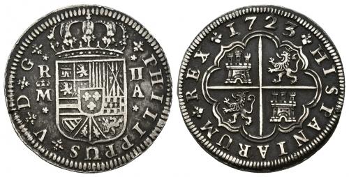 3380   -  FELIPE V. 2 reales. 1723. Madrid. A. AR 5,6 g. 28,2 mm. VI-634. MBC/MBC+.