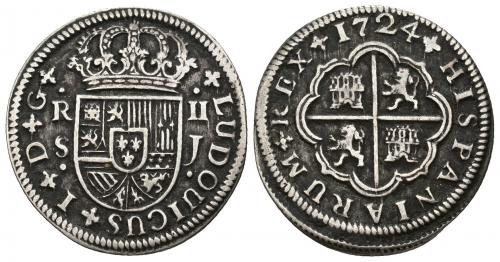 3387   -  LUIS I. 2 reales. 1724. Sevilla J. Ley. LUDOUICUS. AR 5,7 g. 27 mm. VI-23. MBC.