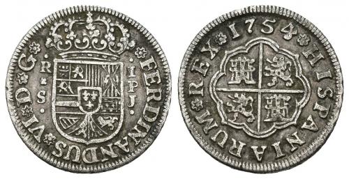3389   -  FERNANDO VI. Real. 1754. Sevilla. PJ. AR 2,9 g. 20,3 mm. VI-183. MBC.