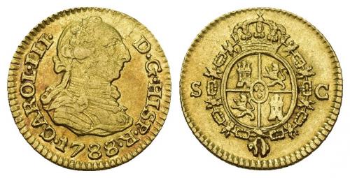 3404   -  CARLOS III. 1/2 escudo. 1788. Sevilla. C. AU 1,75 g. 14,6 mm. VI-1093. Hojitas sin saltar. MBC+.