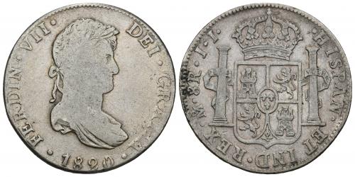 3427   -  FERNANDO VII. 8 reales. 1820. México. JJ. AR 26,68 g. 39,37 mm. VI-1100. BC+/MBC.