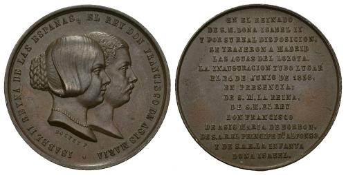 3430   -  ISABEL II. Medalla. Inauguración del Canal de Lozoya. 1858. Grabador: BOUVET. AE 10,94 g. 26,3 mm. MPN-695. EBC+.