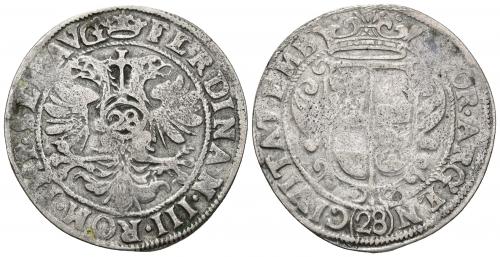 3460   -  MONEDAS EXTRANJERAS. ESTADOS ALEMANES. Baja Sajonia. A nombre de Fernando III. 28 Stuber (2/3 Gulden). S/F (1624-1637). Emden. AR 19,74 g. 40 mm. KM-10. BC+/MBC-.