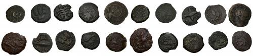 170   -  GRECIA ANTIGUA. Lote de 10 bronces de Judea, Palestina y Samaria: Herodes Agripa I (2), Alejandro Jomaeus (2), Antonio Felix, Poncio Pilatos y Alejandro Severo. BC+/MBC.