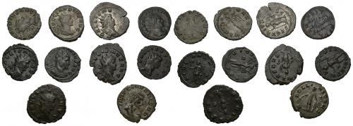 381 - IMPERIO ROMANO. Lote de 10 antoninianos: Galieno (5) y Claudio II (5). BC+/EBC-.