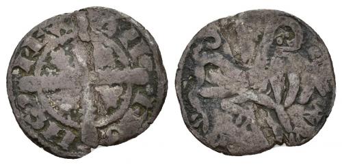 578 - REINOS DE CASTILLA Y LEÓN. ALFONSO IX. Dinero. Santiago. VE 0,76 g. 17,1 mm. III-130.2. BMM-216.2. Imperatrix A9:5.15. BC+.