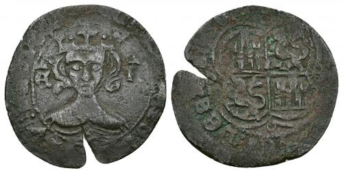 590 - REINOS DE CASTILLA Y LEÓN. ENRIQUE II. Real de veelón. Sin ceca. VE 2,11 g. 24,7 mm. III-432. BMM-589. Cospel abierto. MBC-.