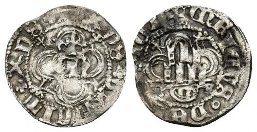 596 - REINOS DE CASTILLA Y LEÓN. ENRIQUE IV. 1/4 real. Segovia. AR 0,82 g. 16,2 mm. III-731. BMM-345. MBC-. Rara.