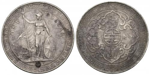 876 - MONEDAS EXTRANJERAS. GRAN BRETAÑA. Eduardo VII. Trade dollar. 1901. Bombay. AR 26,95 g. 38,9 mm. KM-T5. Manchitas. MBC+.