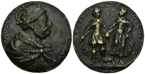 887 - MONEDAS EXTRANJERAS. POLONIA. Medalla. Juan III Sobieski (1674-1696), rey de Polonia y gran duque de Lituania. Paz entre Rusia y Polonia (1686). A/ Busto coronado a der.; IO: III: DACICVS: VRC: TART: POLON. REX. MAX. R/ El rey dando la mano a la zarina sofía Alekséievna; PAX. FVNDATA. CVM. MOSCHIS, en la línea de exergo DECENNALIA AVG, poco visible. AE 58,82 g. 54 mm. MBC.