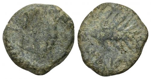 6 - HISPANIA ANTIGUA. BAICIPO. Semis. A/ Racimo de uvas, a izq. S. R/ Espiga a der., debajo BAI(CIP). AE 3,28 g. 18,1 mm. I-183. ACIP-2507. RC.