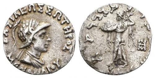 254   -  GRECIA ANTIGUA. BACTRIA. Menandro I. Dracma (165-130 a.C.). AR 2,43 g. 15,3 mm. SBG-7597. MBC.