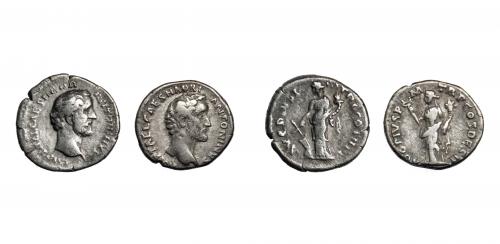 272   -  IMPERIO ROMANO. ANTONINO PÍO. Lote de 2 denarios. MBC-.