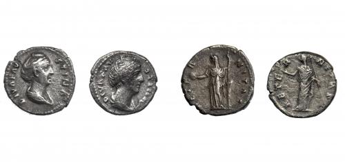 273   -  IMPERIO ROMANO. FAUSTINA LA MAYOR. Lote de 2 denarios. BC+/MBC-.