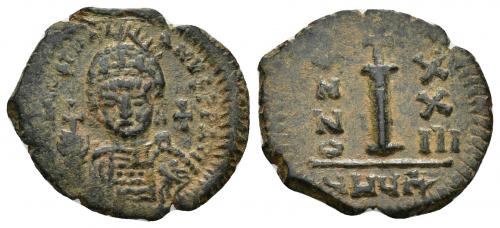 468   -  IMPERIO BIZANTINO. JUSTINIANO I. Decanummium. Antioquia-Theoupolis. Año de reinado XXIII (549-550). AE 3,80 g. 23,1 mm. SBB-238 vte. MBC-/MBC.