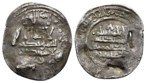 266   -  CALIFATO. HISAM II (977-1008). Dírham. Medina Fez. 377 H. AR 2,34 g. 19 mm. V-600. Perforación. MBC/MBC-.