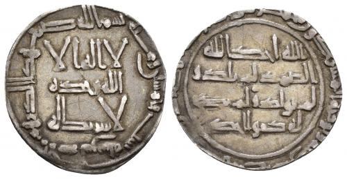 40   -  EMIRATO. ABD AL-RAHMAN I (755-788). Dírham. Al-Andalus. 156 H. AR 1,77 g. 22 mm. V-54. Finas rayitas. MBC. Recortada. Escasa.
