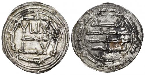 46 - EMIRATO. ABD AL-RAHMAN I (755-788). Dírham. Al-Andalus. 163 H. AR 2,66 g. 30 mm. V-61. Manchitas de óxido. MBC+.
