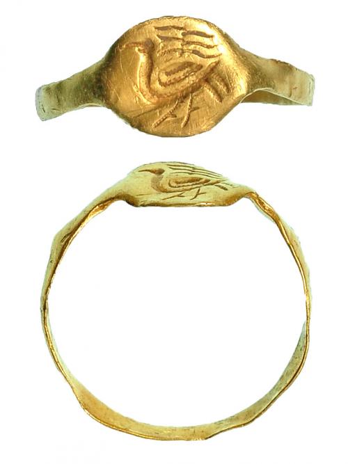 BIZANCIO. VI-VIII d.C. Oro. Anillo con representación de pa