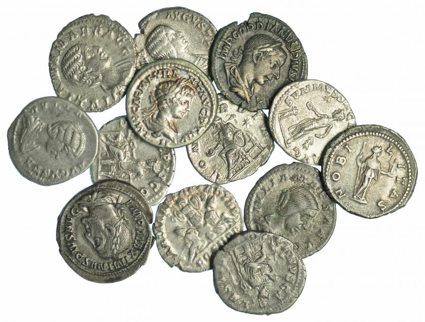 171   -  Lote 13 denarios, diferentes emperadores y augustas. MBC/MBC+.