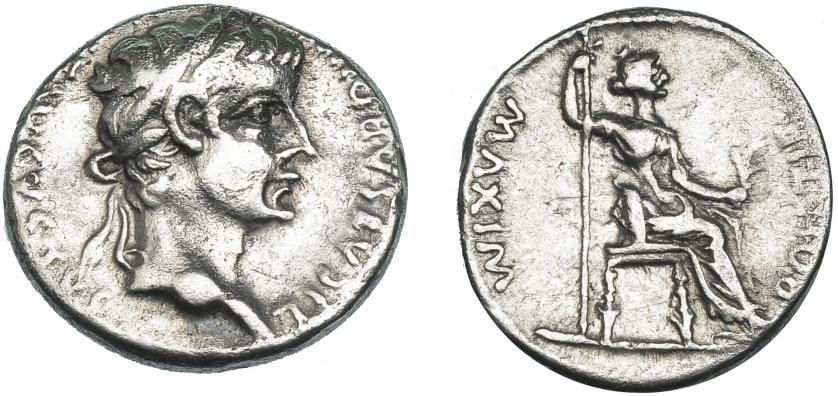 192   -  TIBERIO. Denario. Lugdunum (36-7 d.C.). R/ Livia entronizada con cetro y patas del trono decoradas. RIC-30. Ligeramente abrillantada. MBC.