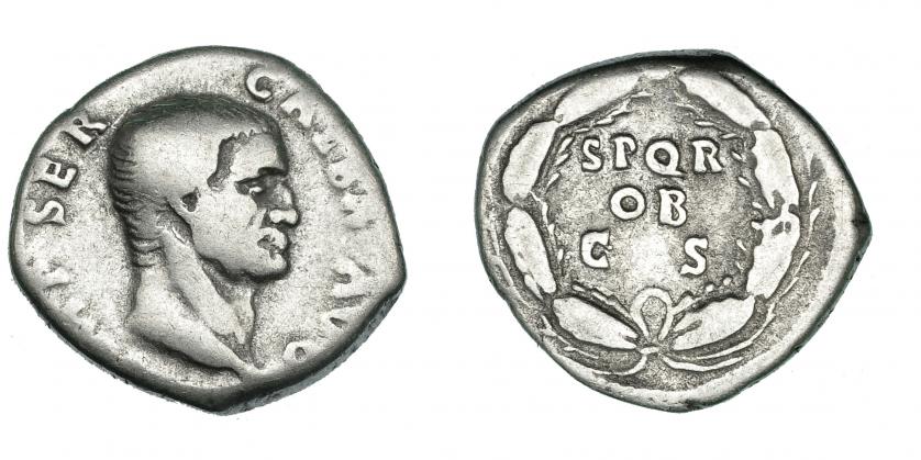 204   -  GALBA. Denario. Roma (68-69). R/ Corona de roble rodeando SPQR/OB/ C S. RIC-167. BC+/MBC-.