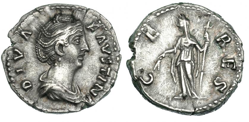 258   -  FAUSTINA LA MAYOR. Denario. Roma (post. 141).  R/ Ceres a izq.; CERES. RIC-378. MBC.