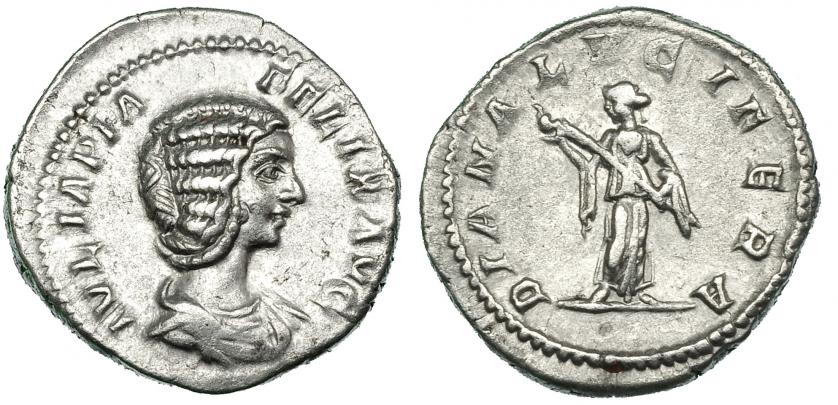 271   -  JULIA DOMNA. Denario. Roma (211-217). A/ Busto drapeado a der. R/ Diana a izq.; DIANA LVCIFERA. RIC-373. MBC+.