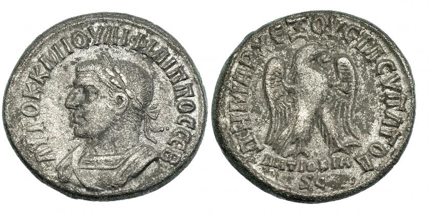 299   -  FILIPO I. Tetradracma. Seleucia Piera, Antioquia ad Orontes. R/ Águila a der. SGI-3958 (vte.). MBC-.