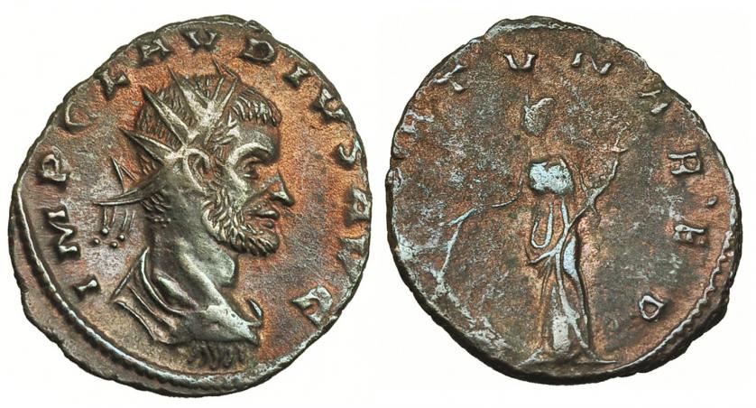 326   -  CLAUDIO II. Antoniniano.Antioquía. R/ Fortuna a izq.; FORTVNA R.ED. RIC-209. MBC+/BC+.
